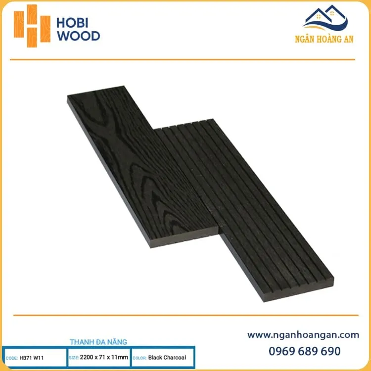 Thanh Lam Đa Năng Gỗ Nhựa  Hobiwood HB71W11 Black Charcoal